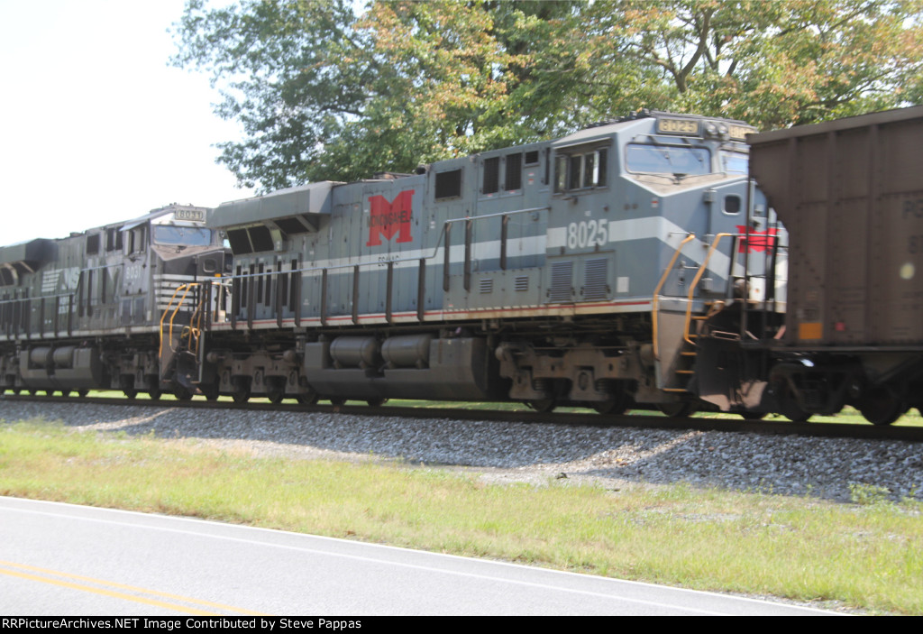 NS 8025 Monongahela RR heritage unit as a pusher